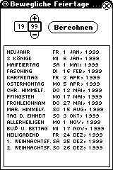 Bewegliche Feiertage Bsp.1