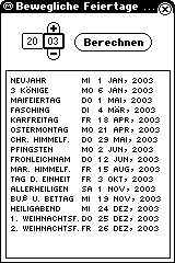 Bewegliche Feiertage Bsp.2